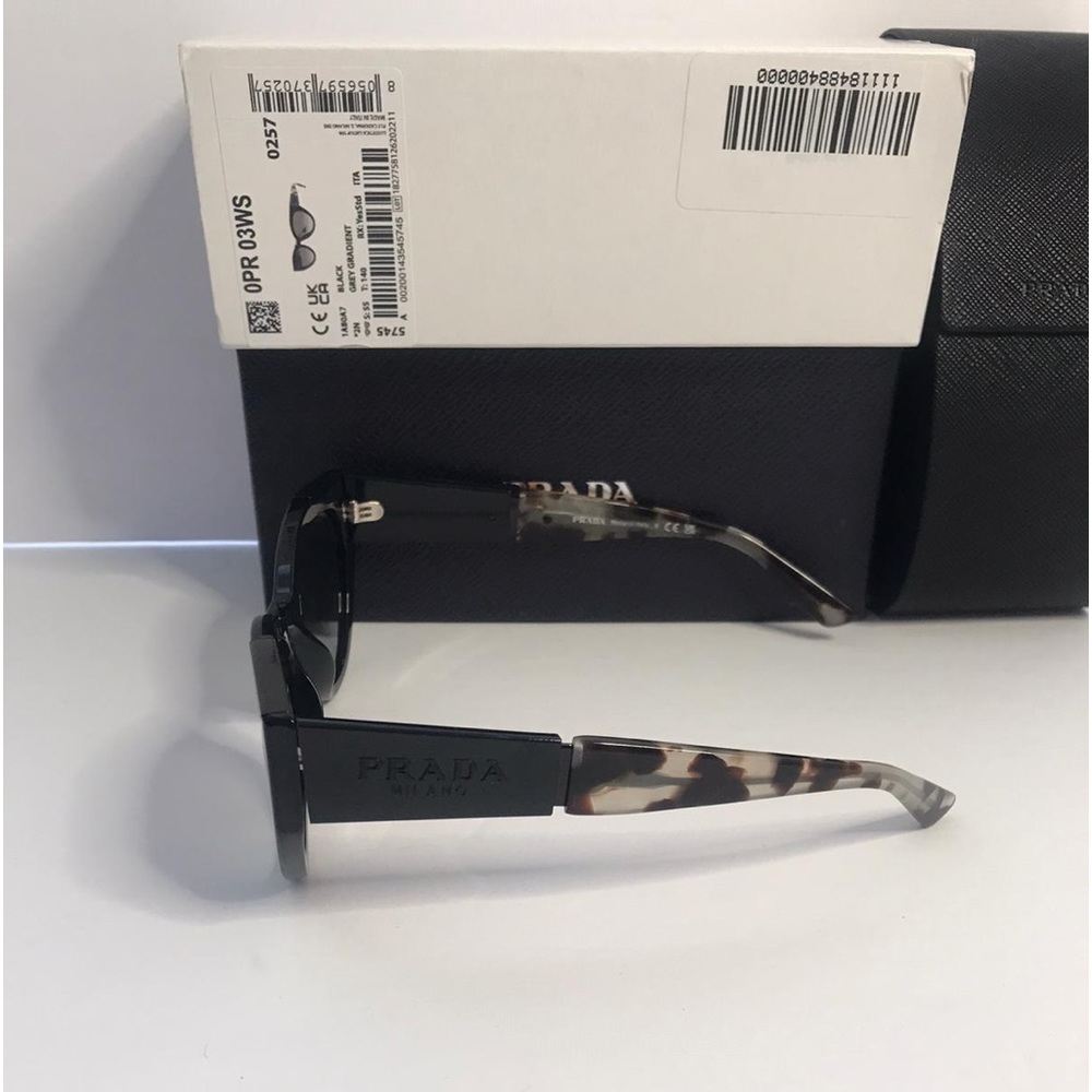 New Prada Cat-eye PR 03WS Black Sunglasses - Picture 8 of 10